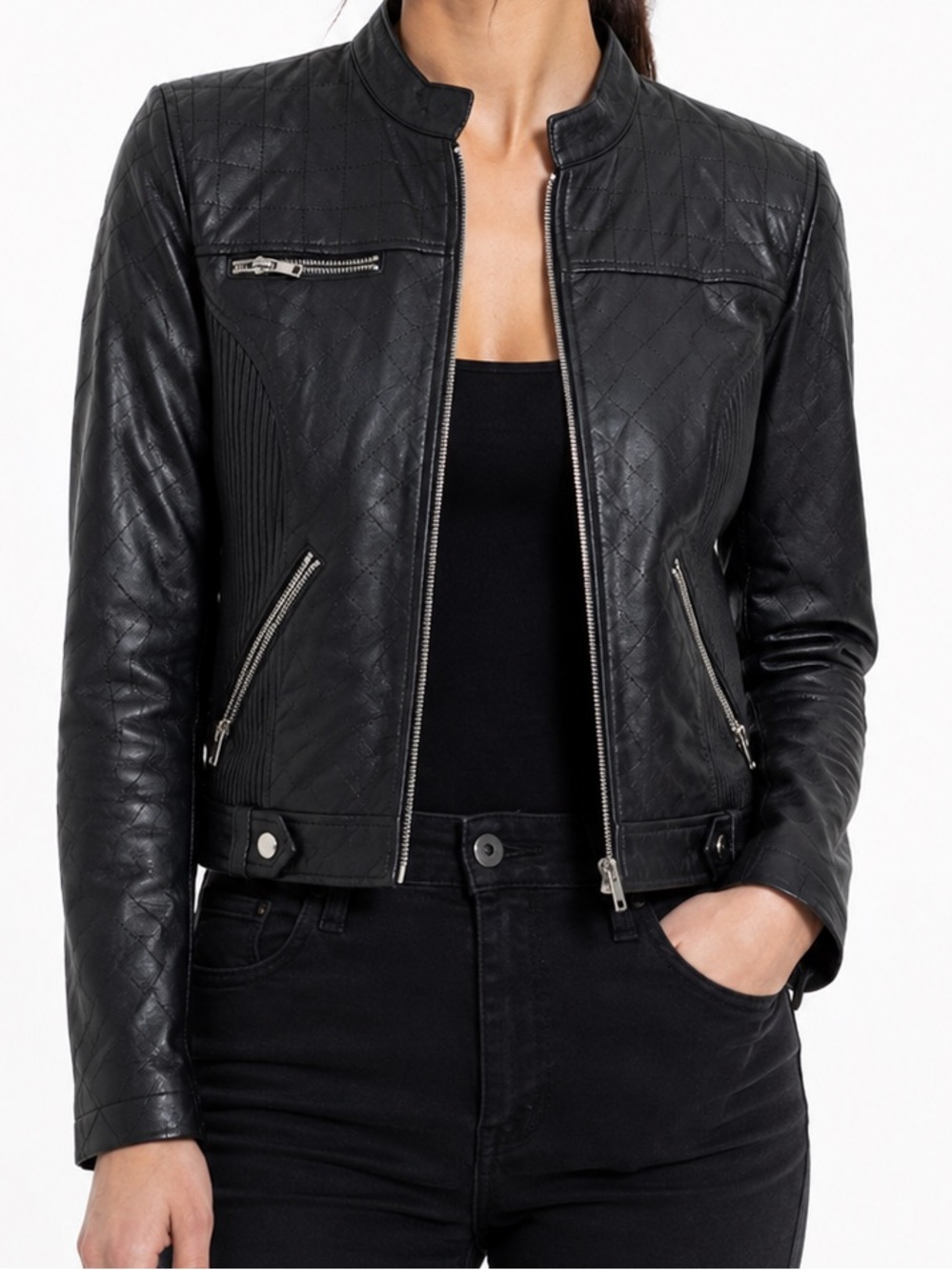 Women’s First Classics Back Leather Motorcycle Jacket Size Medium